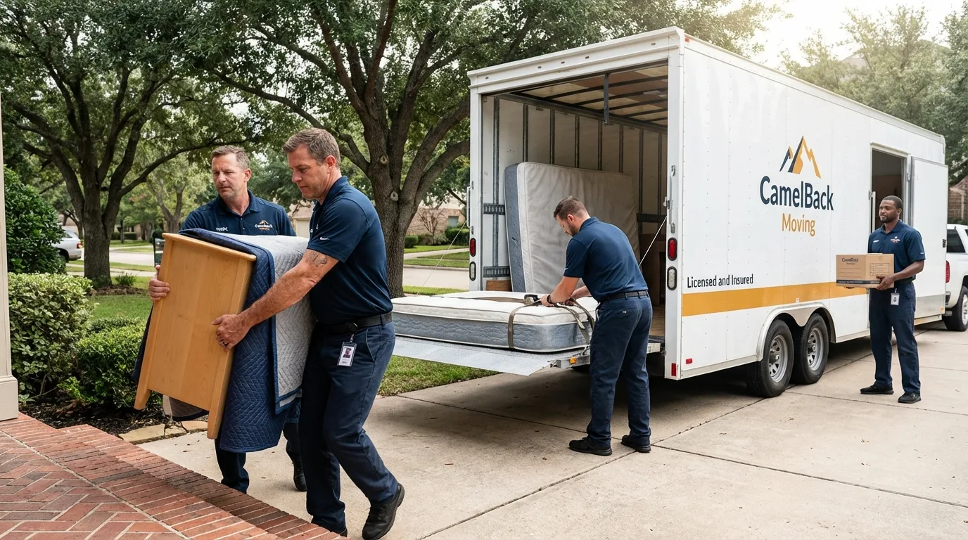 Crew loading residential truck for cross-state move from Fiskdale, MA