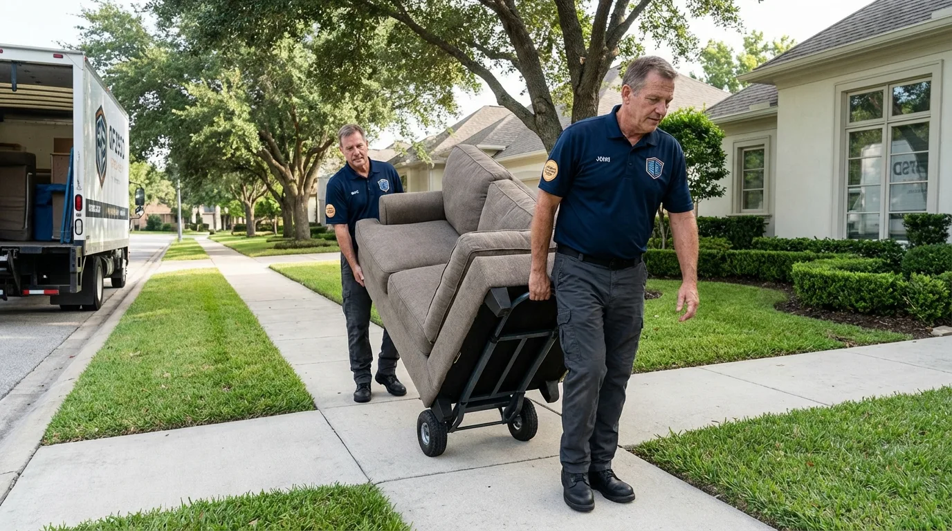 Local residential moving crew loading furniture in Fiskdale, MA